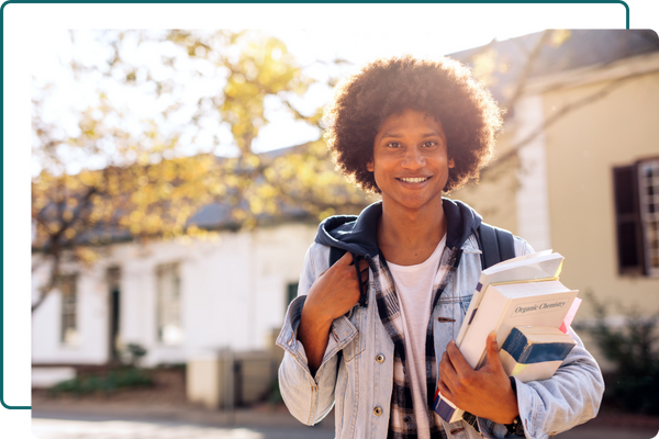 student with books