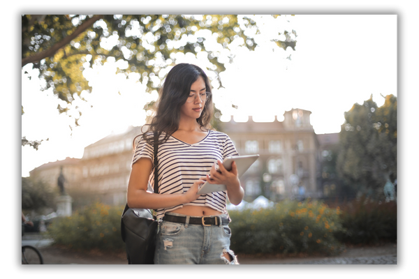 student on campus