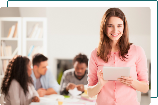 smiling female student in class