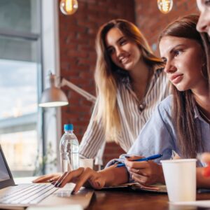 Students filling out an application