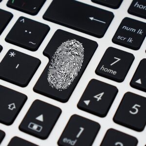 Thumb print on keyboard