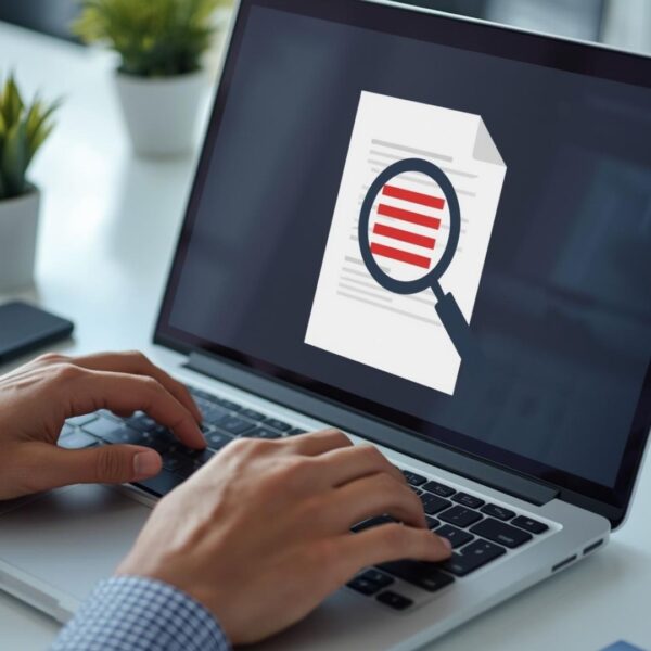 Close-up of digital fraud detection on a laptop screen for higher education.