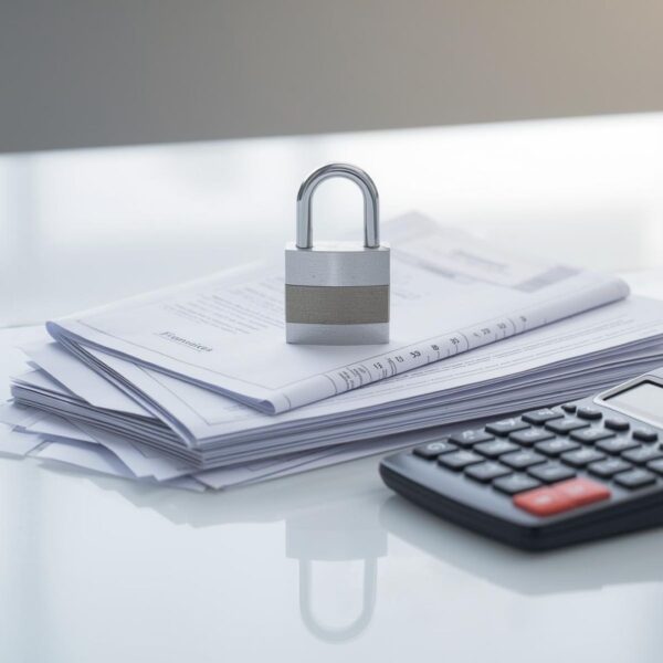 A silver padlock on financial documents symbolizing the protection of institutional budgets.